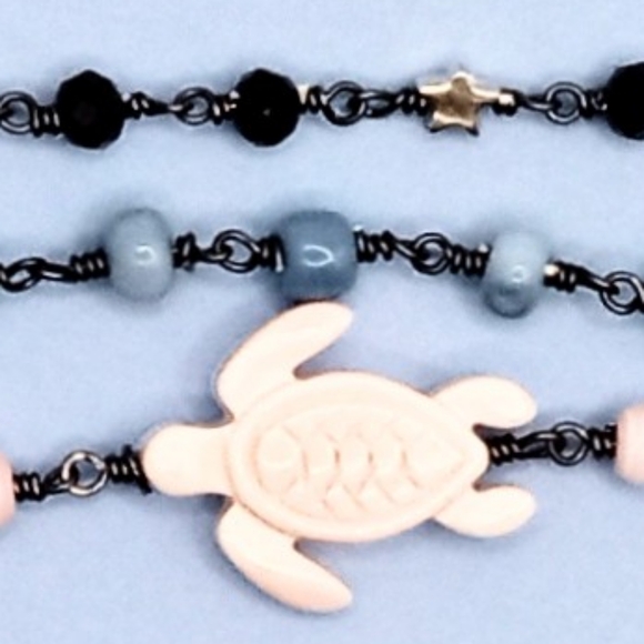 "Arctic Sunset" Sea Turtle Stacking Bracelets (Three) Black Sterling Silver - Picture 3 of 3